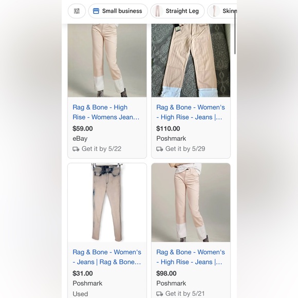 Rag & Bone Pink/White Jean Size 24 - Picture 5 of 5